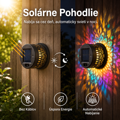 斯洛伐克-Solárne nástenné svietidlo Mandala, vonkajšie, záhradné, plotové, projektorové, terasové, ambientné, dekoračné