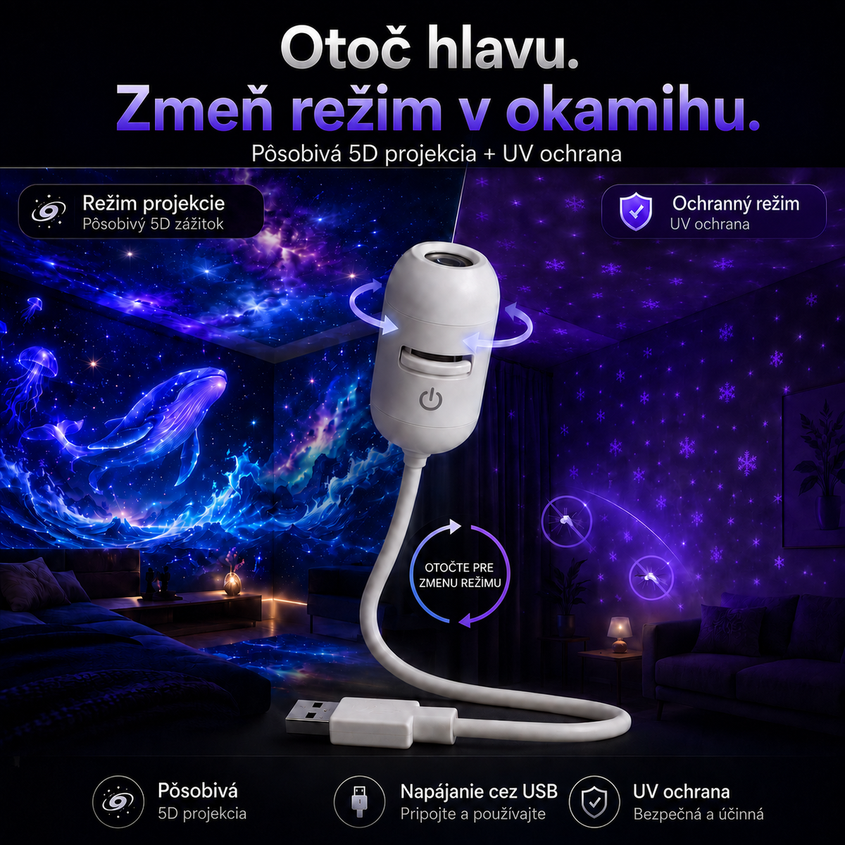 𝑺𝑪𝑵𝑫𝑹®🚢 Inteligentný HD projektor nočnej oblohy s dynamickým 5D holografickým efektom novej generácie🌌