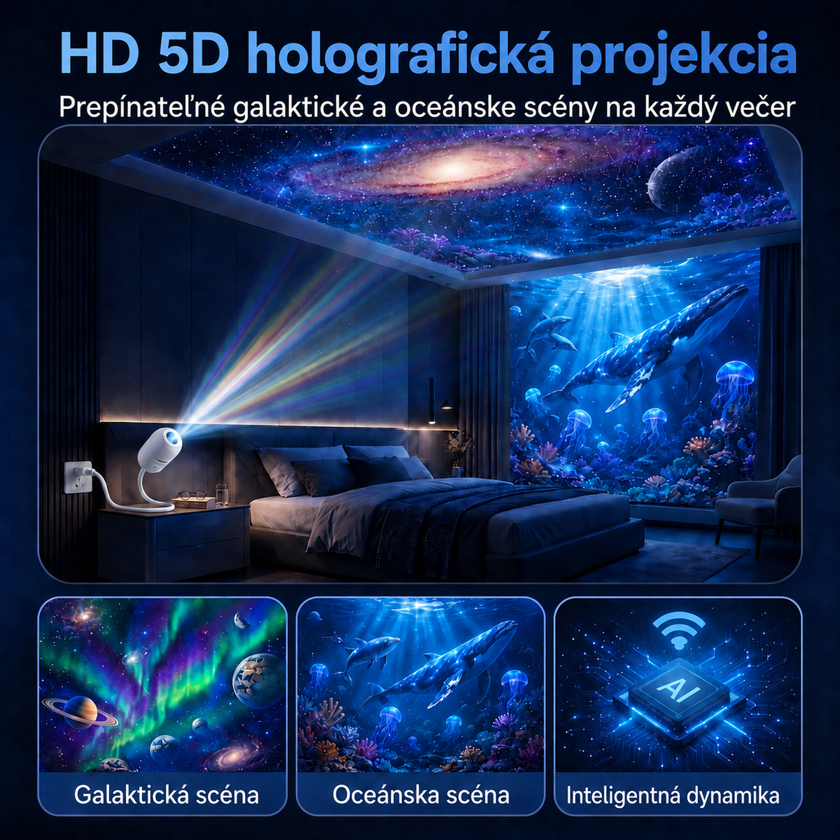 𝑺𝑪𝑵𝑫𝑹®🚢 Inteligentný HD projektor nočnej oblohy s dynamickým 5D holografickým efektom novej generácie🌌