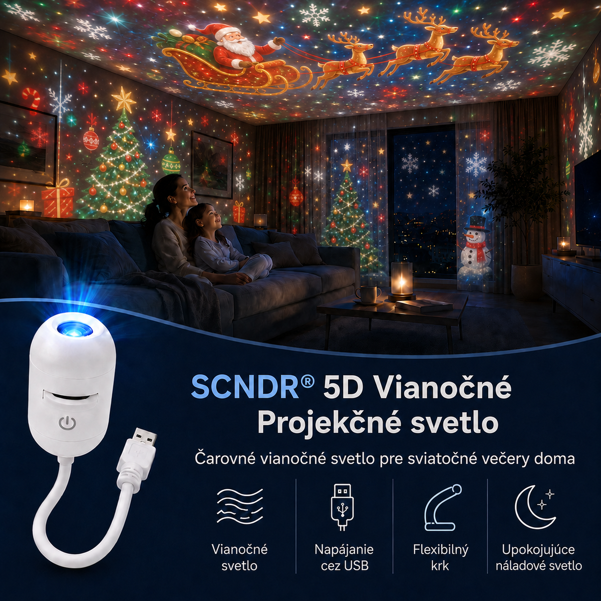𝑺𝑪𝑵𝑫𝑹®🚢 Inteligentný HD projektor nočnej oblohy s dynamickým 5D holografickým efektom novej generácie🎄
