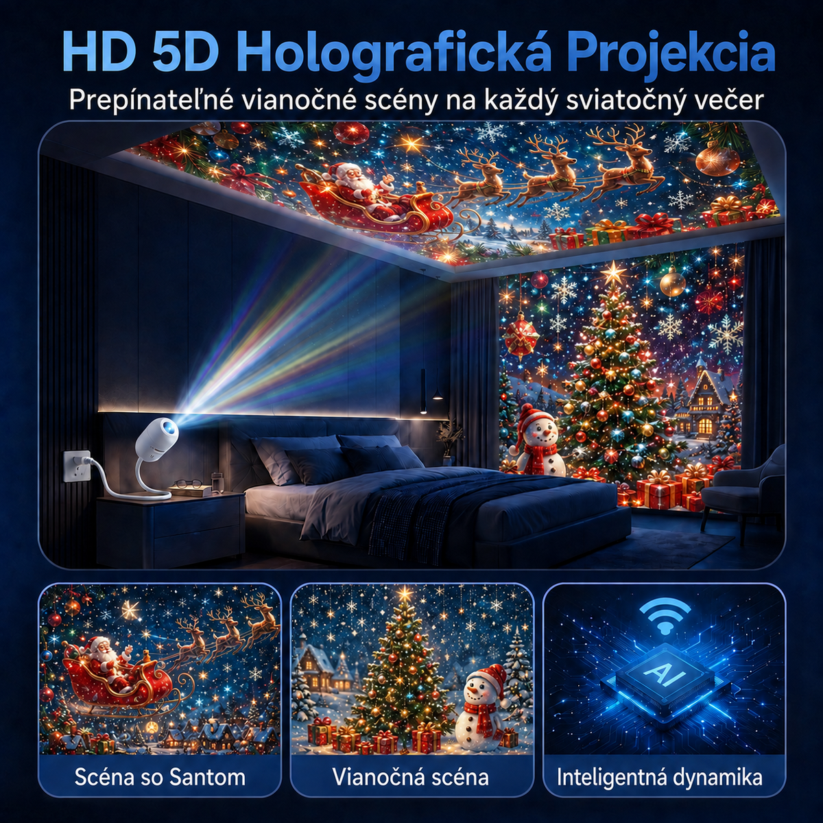𝑺𝑪𝑵𝑫𝑹®🚢 Inteligentný HD projektor nočnej oblohy s dynamickým 5D holografickým efektom novej generácie🎄