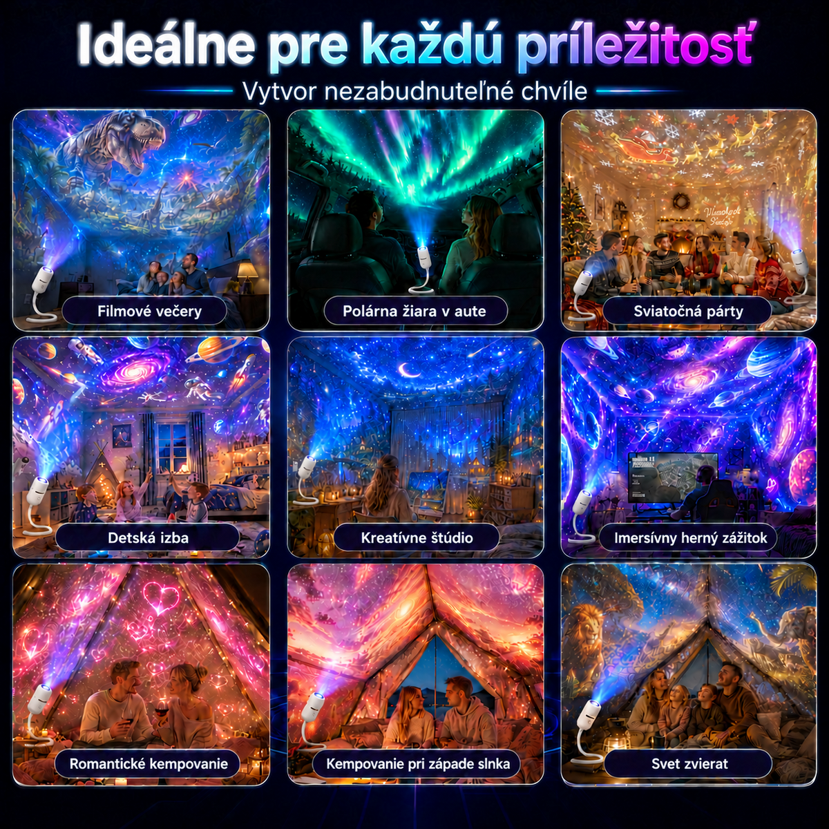 𝑺𝑪𝑵𝑫𝑹®🌈🦖 Inteligentný HD projektor nočnej oblohy s dynamickým 5D holografickým efektom novej generácie